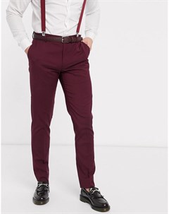 Бордовые брюки скинни wedding Asos design