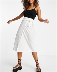Белая юбка мидакси с запахом и завязывающимся поясом Asos design