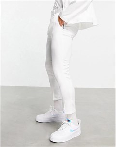 Строгие суженные книзу укороченные брюки белого цвета из блестящей ткани от комплекта Asos design