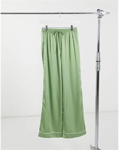 Атласные пижамные брюки от комплекта шалфейно зеленого цвета Asos design