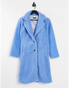 Длинное синее пальто из искусственного меха I saw it first