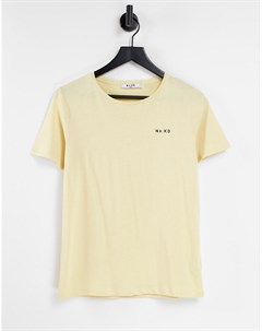 Желтая футболка с принтом логотипа Na-kd