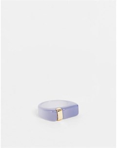 Объемное кольцо из полимера пудрового синего цвета с золотистой деталью Designb london