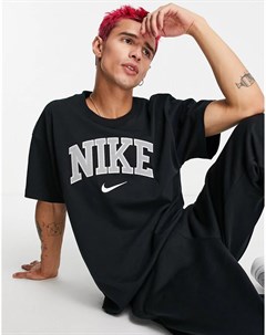 Черная oversized футболка премиум класса с логотипом Retro Nike