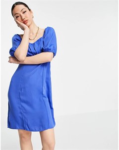 Ярко синее платье мини с присборенным лифом Vero moda