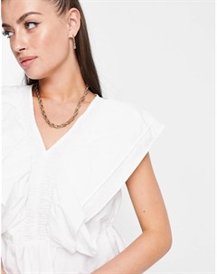 Белая блузка из органического хлопка без рукавов с оборками Vero moda