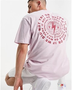 Розовая футболка в стиле oversized с принтом на спинке Only & sons