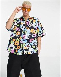 Oversized рубашка прямого кроя со сплошным ярким цветочным принтом и отложным воротником Asos design