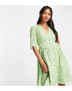 Эксклюзивное чайное платье мини зеленого цвета в горошек Vero moda