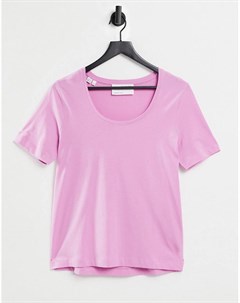 Розовая футболка с круглым вырезом Femme Selected