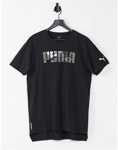 Черная футболка с короткими рукавами и графическим принтом Puma