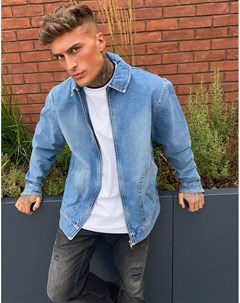 Синяя джинсовая oversized куртка Харрингтон Asos design