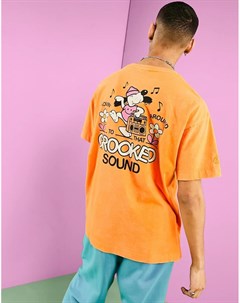 Оранжевая футболка с логотипом и принтом Sound Crooked tongues