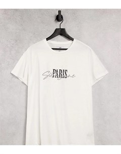 Белая футболка в стиле oversized с надписью Рaris эксклюзивно для ASOS Sixth june