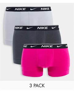 3 пары эластичных хлопковых боксеров брифов розового серого темно серого цветов Everyday Nike
