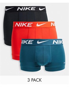 3 пары боксеров брифов оранжевого черного бирюзового цвета Essential Micro Nike