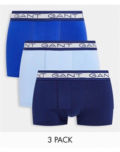 Набор из 3 пар боксеров брифов синего цвета с логотипом на поясе Gant