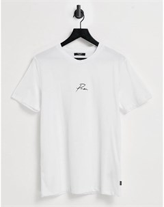 Белая oversized футболка с логотипом надписью на груди Premium Jack & jones