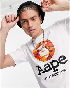 Белая футболка с камуфляжным принтом в виде головы обезьяны AAPE By A Bathing Ape Aape by a bathing ape