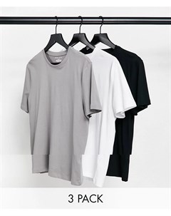 Набор из 3 футболок разных цветов с круглым вырезом New look