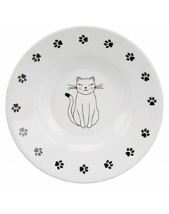 Миска керамическая с рисунком кошки 0 3 л ф 12 см Кремовая Trixie