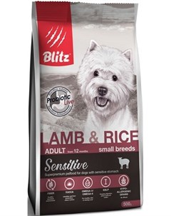 Сухой корм Sensitive Adult ягненок и рис для собак мелких пород 500 г Ягненок и рис Blitz