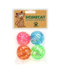 Игрушка Мячи пластиковые Калейдоскоп с колокольчиком для кошек O 4 см 4 шт Homecat