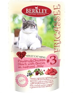 Паучи Fricassee для кошек в желе 100 г 100 г Птица с куриными сердечками и ягодами Berkley