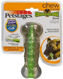 Игрушка Crunchcore Bone Косточка хрустящая резиновая для собак 15 см Зелёный Petstages
