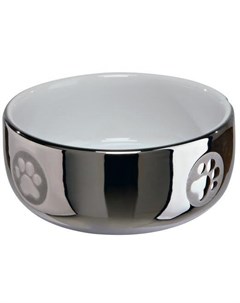 Миска керамическая серебряная для кошек 0 3 л ф 11 см Серебряный Белый Trixie