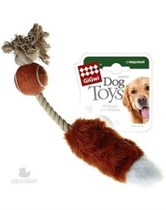 Игрушка Dog Toys Мячик с лисьим хвостом и пищалкой для собак 40 см Gigwi