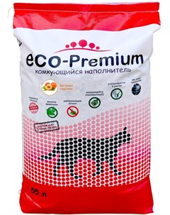 Наполнитель Eco Premium Персик древесный комкующийся с ароматом персика для кошек 55 л 20 2 кг Eco-premium