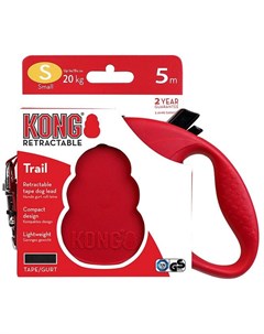 Поводок рулетка Trail S лента для собак малых пород до 20 кг 5 м Красный Kong