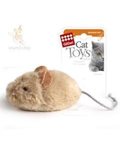 Игрушка Мышка со звуковым чипом для кошек 13 см Бежевый Gigwi