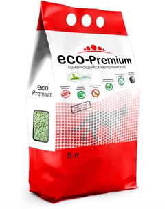 Наполнитель Eco Premium Зеленый чай древесный комкующийся с ароматом зеленого чая для кошек 5 л 1 9  Eco-premium