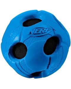 Игрушка Мяч с отверстиями для собак 7 5 см Синий красный Nerf