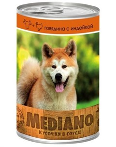Консервы Mediano кусочки в соусе для собак 405 г Ягненок и индейка Vita pro