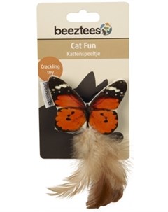 Игрушка Бабочка с пером плюшевая для кошек 8см оранжевый Beeztees