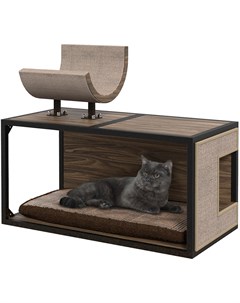 Когтеточка домик с лежанкой и подушкой для кошек 80 x 40 x 67 5 см Мореный дуб Maisonnette