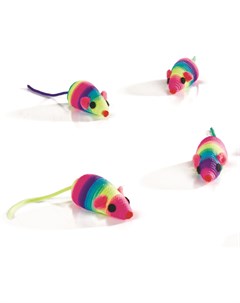 Набор игрушек Мышь радужная для кошек 5см 6 шт в ассортименте Beeztees