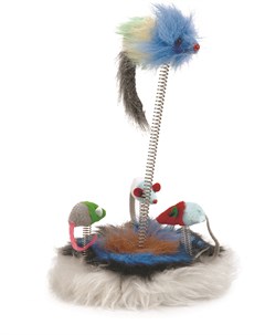 Игрушка Мышки меховые на пружинах на мягкой подставке для кошек 15 25см в ассортименте Beeztees