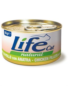 Консервы Lifecat chicken with duck курица с уткой в бульоне для кошек 85 г Курица с уткой Life natural