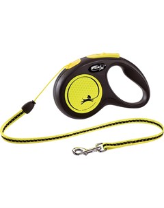 Поводок рулетка New Neon cord S трос для мелких собак до 12 кг 5 м Желтый Flexi