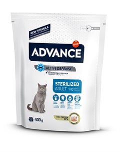 Сухой корм Cat Sterilized для стерилизованных и кастрированных кошек 400 г Индейка и ячмень Advance