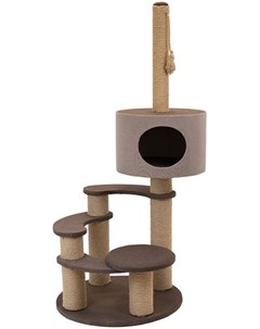 Комплекс когтеточка Хайтек 4 х уровневый круглый с домиком рогожка джут для кошек 65 х 65 х 130 см Дарэлл