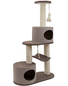 Комплекс когтеточка Хайтек 4 х уровневый с 2 мя домиками и гамаком рогожка джут беленый для кошек 72 Дарэлл