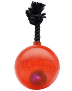 Игрушка Bomber Мяч светящийся с ручкой на веревке цвет оранжевый для собак 17 см Hagen