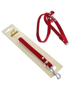 Комплект Поводок и шлейка флок со светоотражающим рисунком красный для собак 120 см 22 35 см Красный Каскад