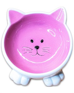 Миска Мордочка кошки на ножках керамическая для кошек 100 мл Розовый Керамикарт