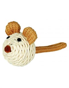 Игрушка Мышка с погремушкой верёвка для кошек 5 см Trixie